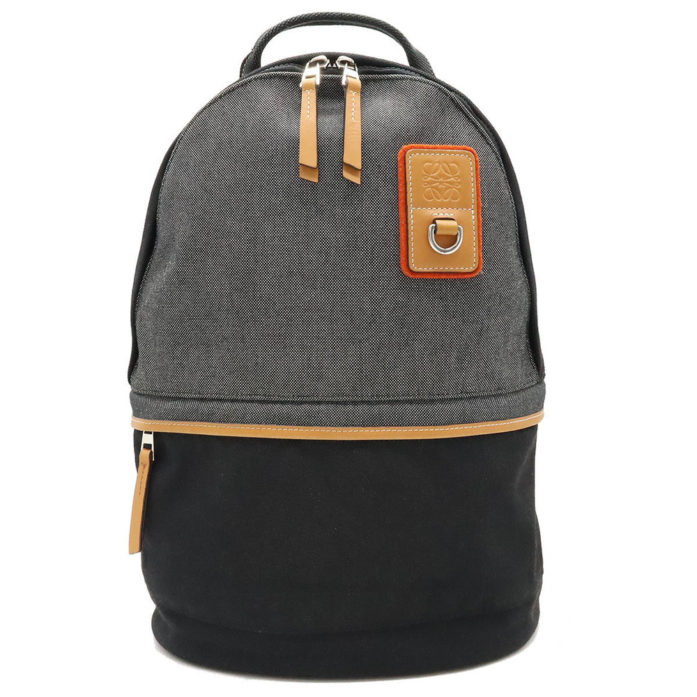 Loewe Eye Nature Backpack Rucksack Daypack Canvas Leather Gray Black Brown